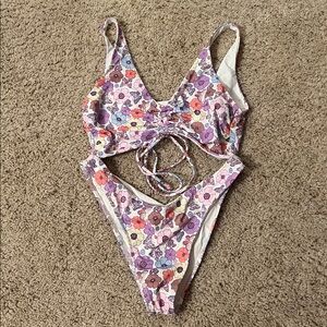 Frankie's Bikinis Floral cut out One Piece